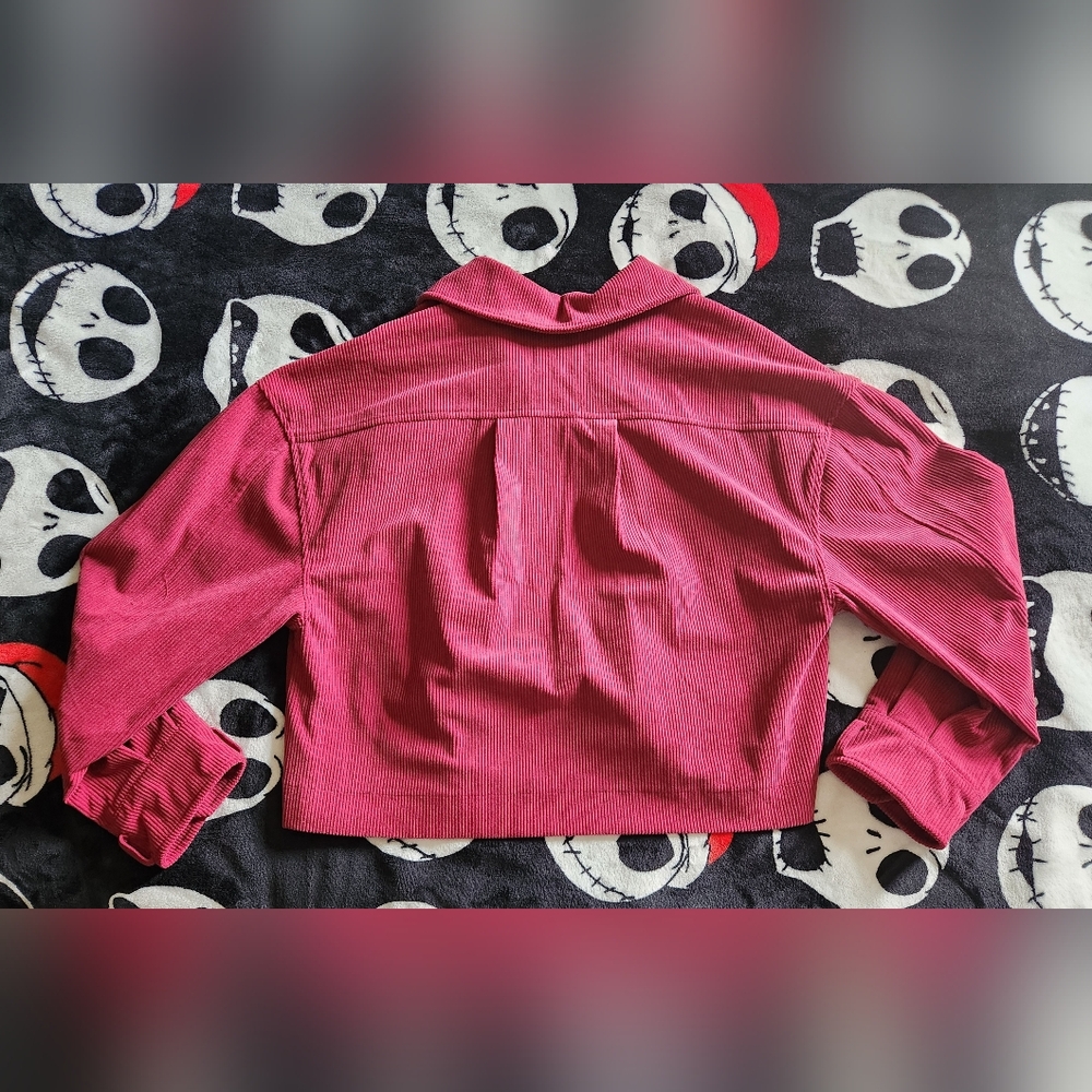 Avec Les Filles Red Corduroy Button-Up Utility Shacket - Picture 7 of 7